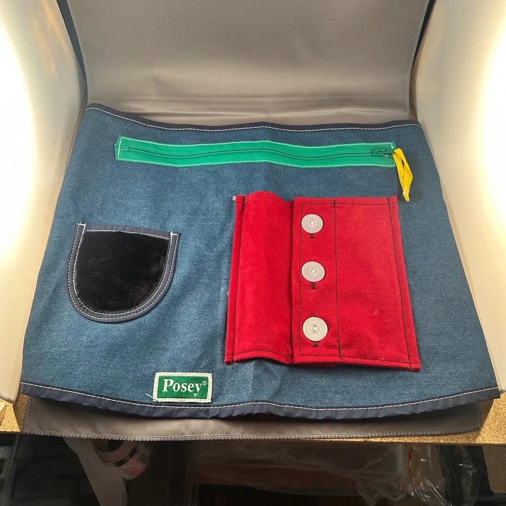 Posey Activity Sensory Stimulation Lap Tray‎ Pocket Zipper Buttons ADL